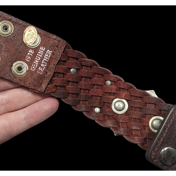 Cowgirl Glam Floral Braided Leather Rhinestone Bracelet - Picture 3 of 14